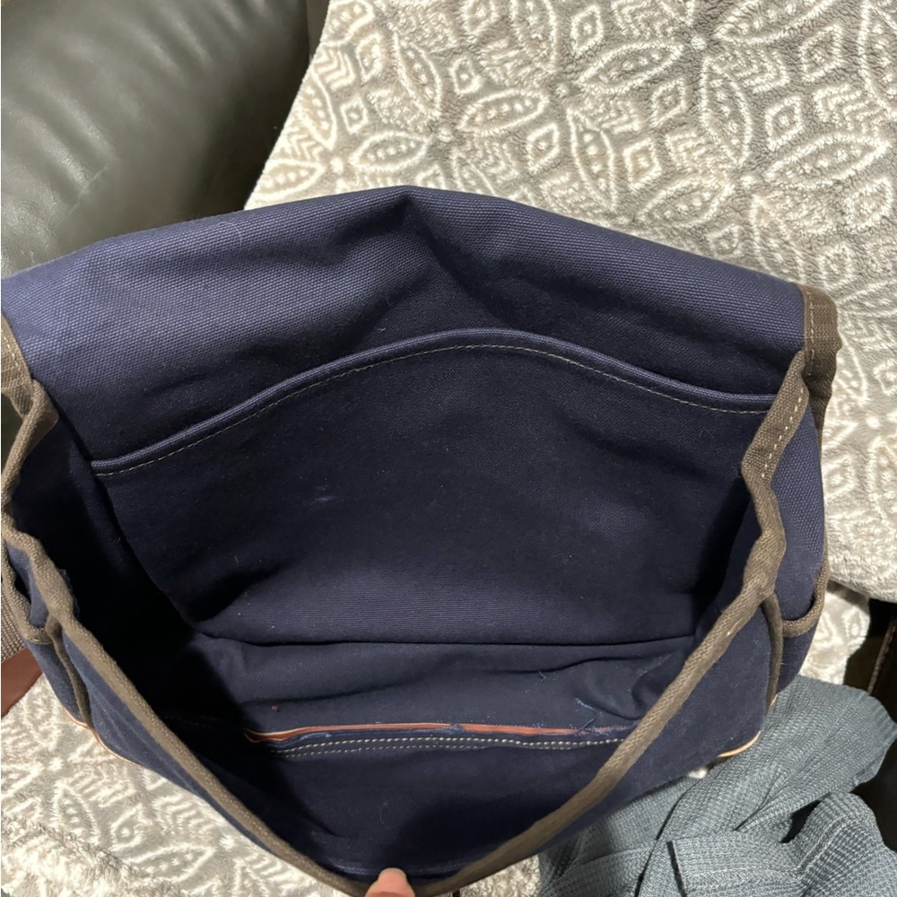 Duluth Pack Field Satchel Blue Canvas Brown Leather Trim Messenger Crossbody - Picture 8 of 11